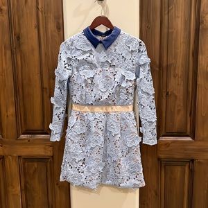 Self Portrait 3D lace mini dress w/ pockets